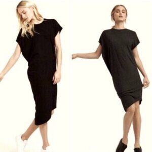 Kit  Ace Wave T-shirt Dress Womens 6 Asymmetrical Black Stretch Cashmere Blend